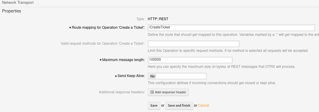 set HTTP::REST as Network Transport and click to configure