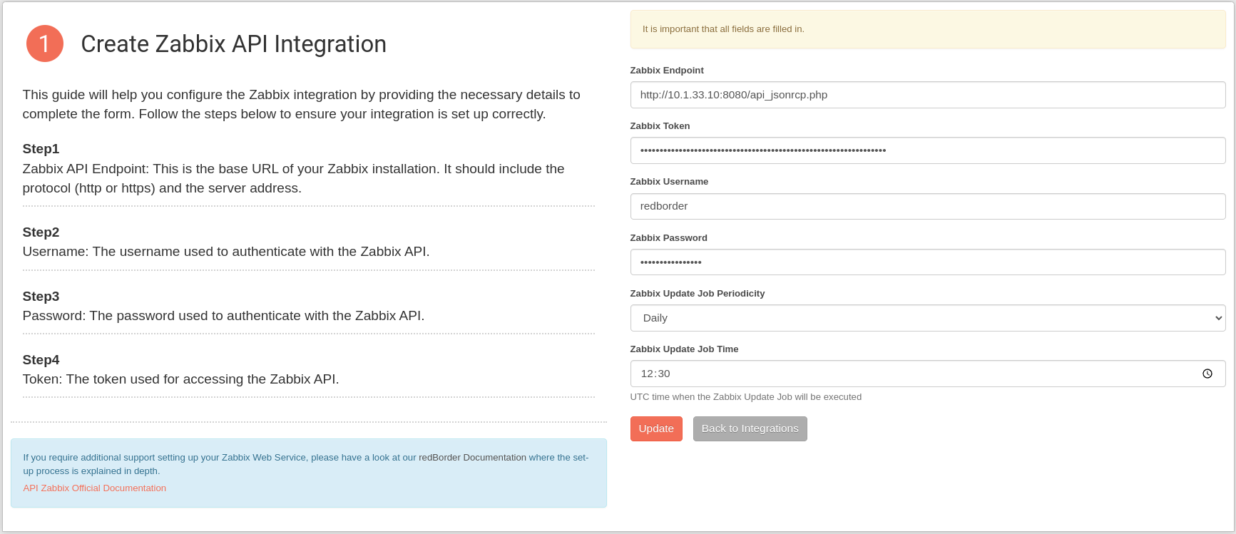 Configuring redBorder Web UI to Use the Zabbix API