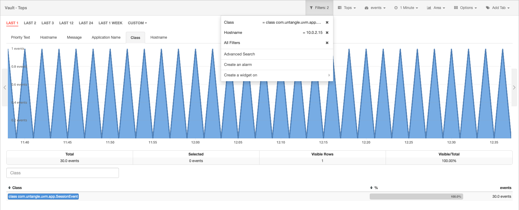 Vault module: filter view