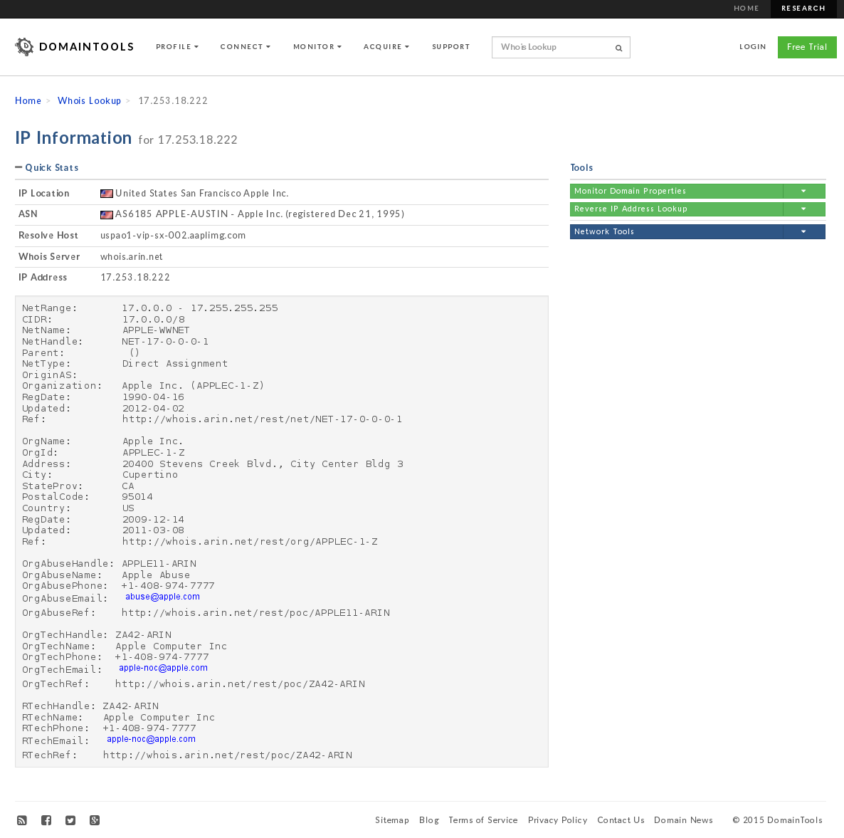 Reputación de IP, Whois.sc