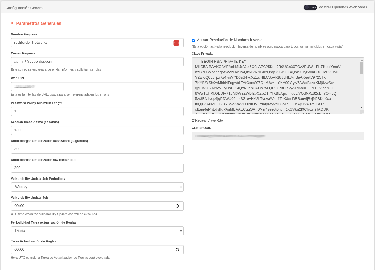 General Configuration: General Configuration of Redborder Manager