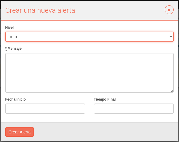 Alerta de plataforma: Nueva alerta