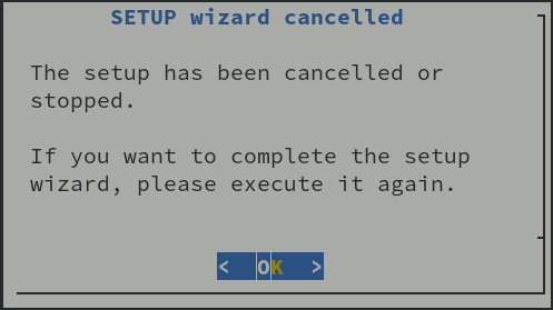 Cancelling the wizard