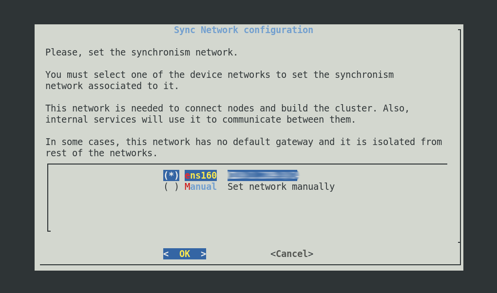 Configurar red e interfaz de sincronismo